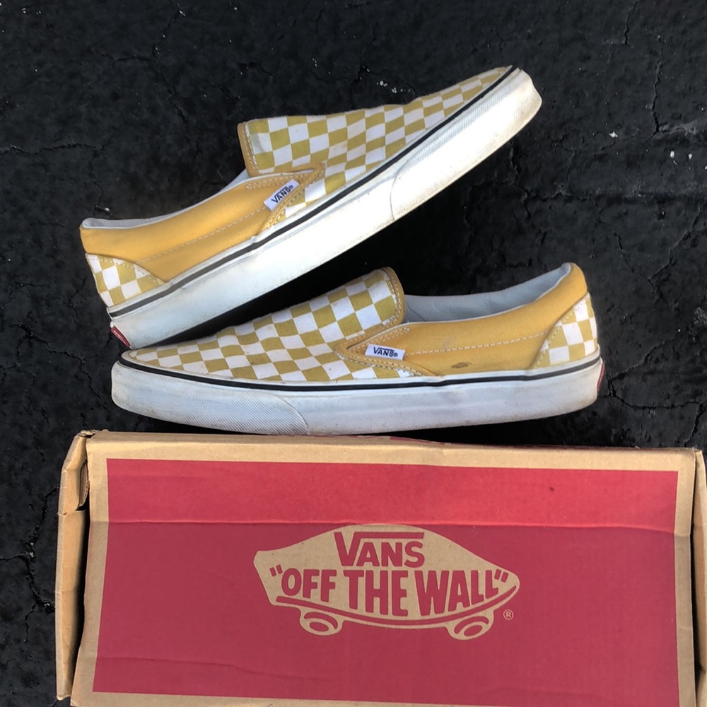 Vans Classic Slip On (Checkerboard) Ochre/True White